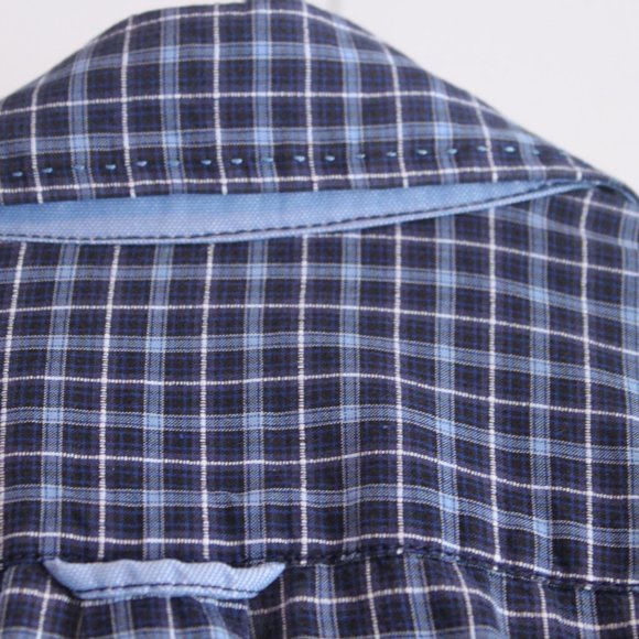 BOSS by Hugo Boss 100% cotton, tri-color blue checked shirt - Picture 9 of 13